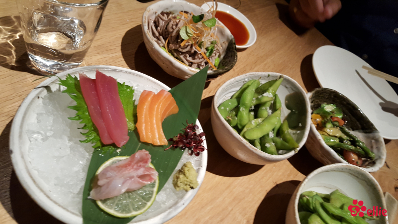 13. May 2018 18:50 | Soba salada no kurumi - Yaki yassay to saikyo miso - Sashimi selection - Edamame | Soba noodle salad with kurumi dressing - Robata vegetables with sweet yuzu miso