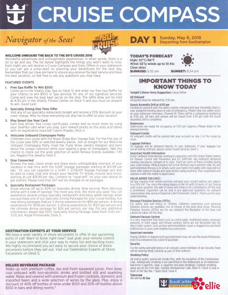 Cruise Compass Day 1 Page 1
