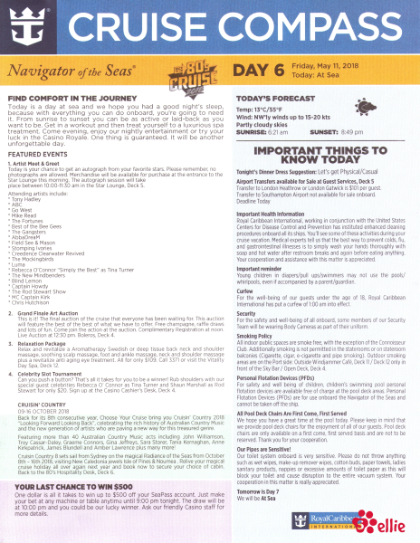 Cruise Compass Day 6 Page 1